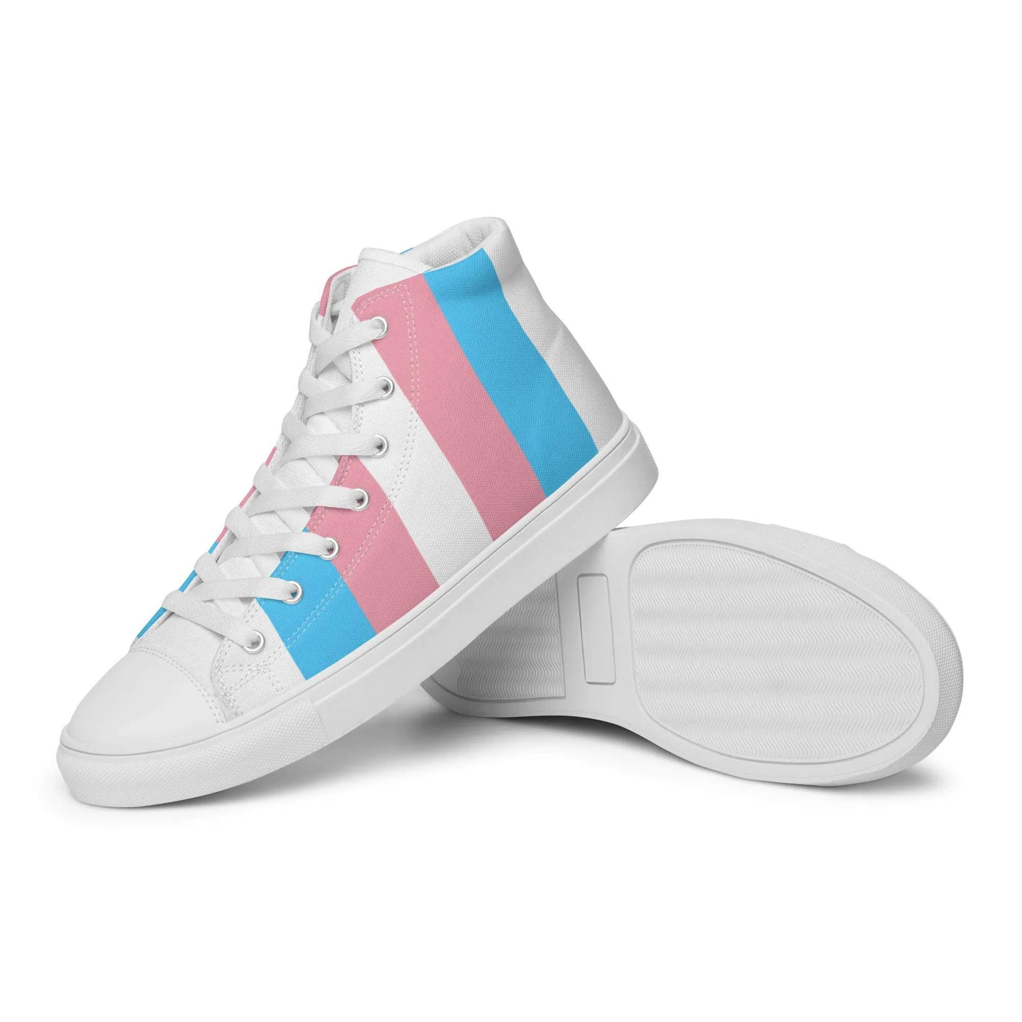 Teen + Blue Pink White All Over Trans Pride High-Top Canvas Sneakers