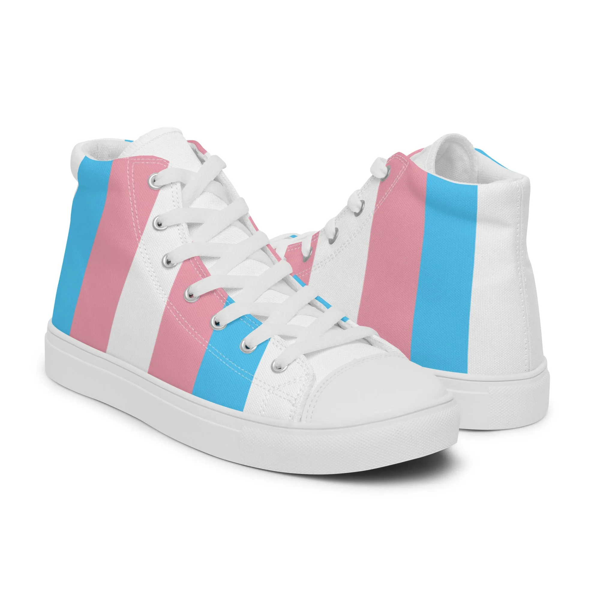 Teen + Blue Pink White All Over Trans Pride High-Top Canvas Sneakers