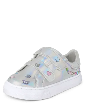 The Children's Place Toddler Girls Holographic Doodle Low Top Sneakers