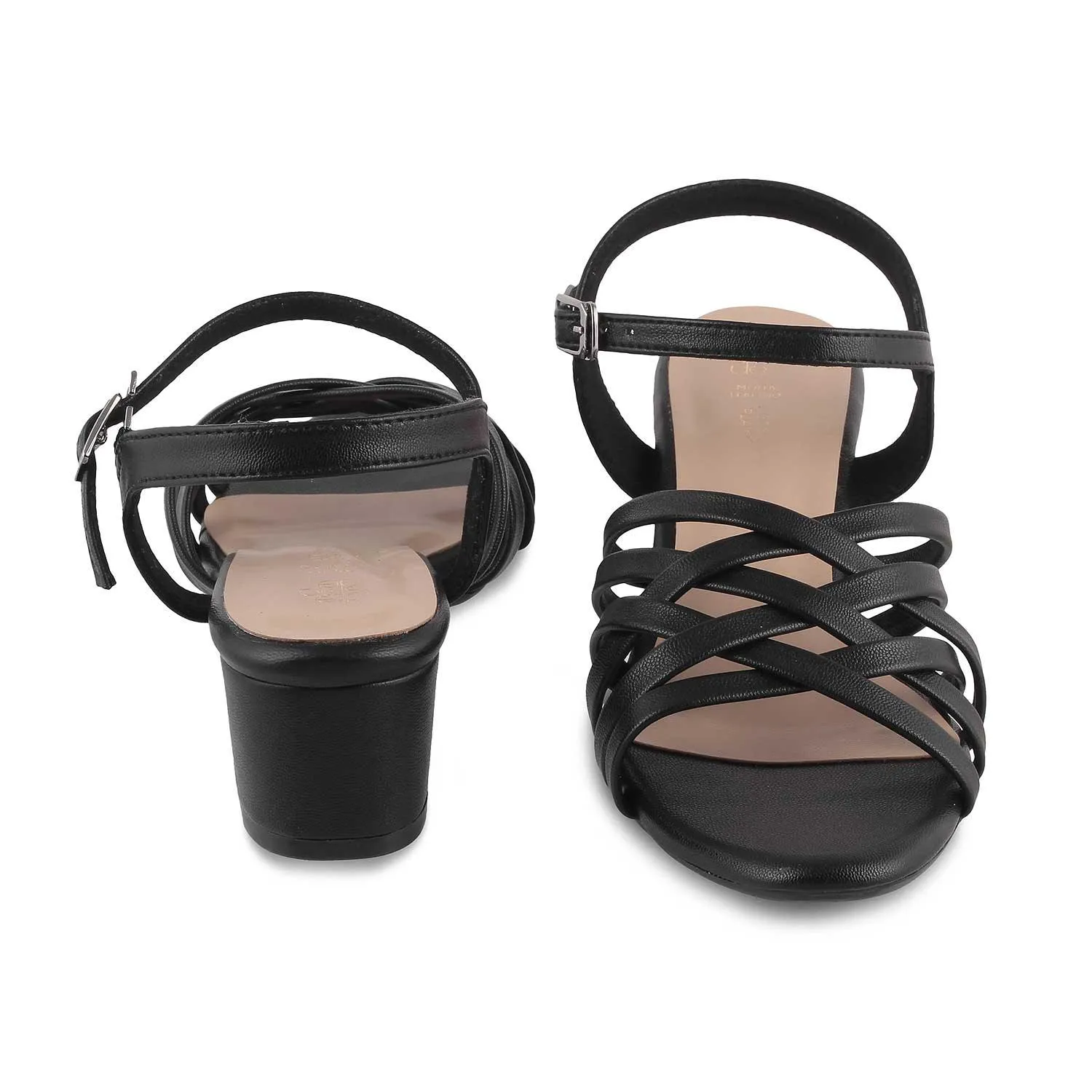 The Crossem Black Women's Dress Block Heel Sandals Tresmode