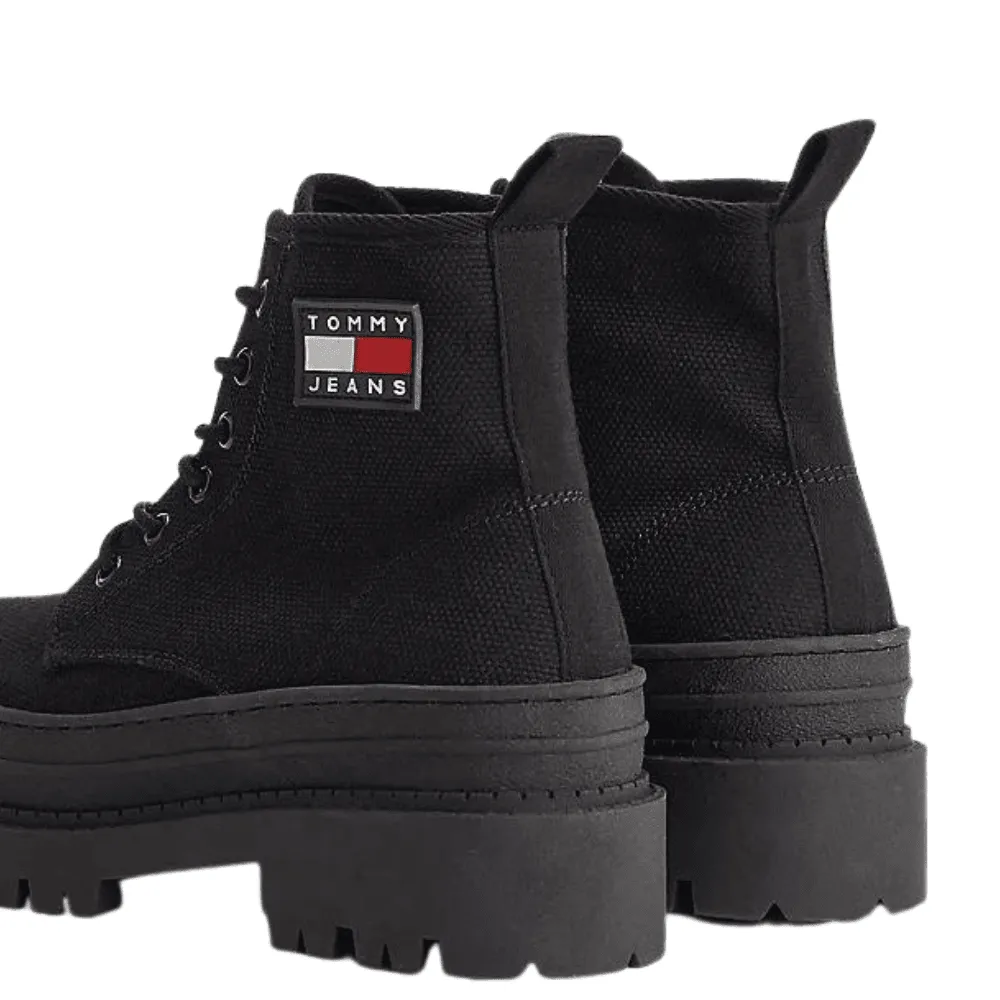 Tommy Hilfiger Black Chunky Cleat Lace-Up Boot