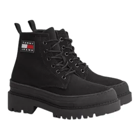 Tommy Hilfiger Black Chunky Cleat Lace-Up Boot