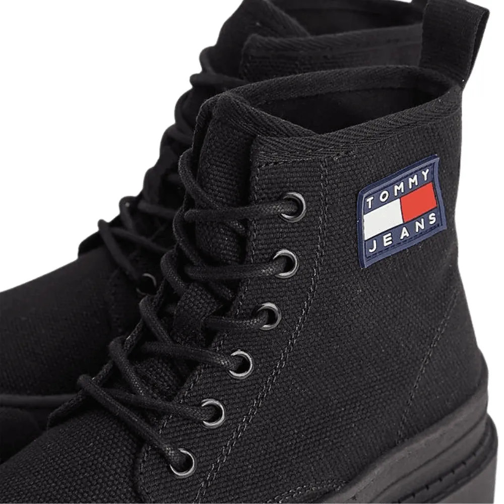 Tommy Hilfiger Black Chunky Cleat Lace-Up Boot