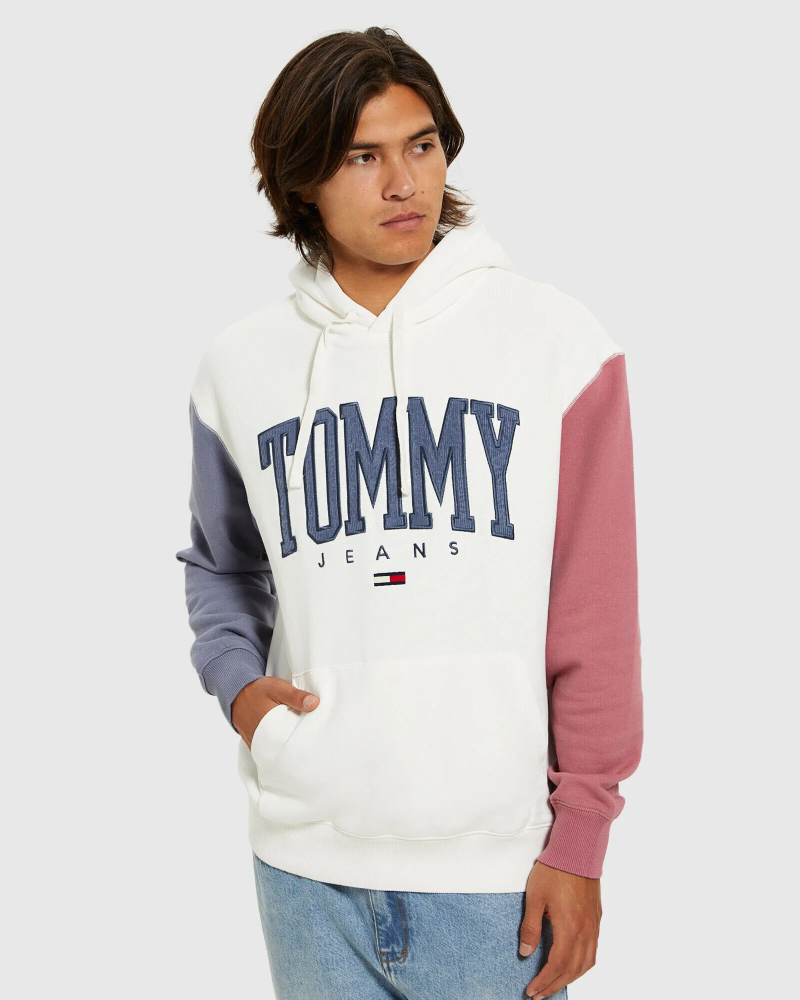 Tommy Jeans ABO TJM Colour Block Hoodie Silk Ivory