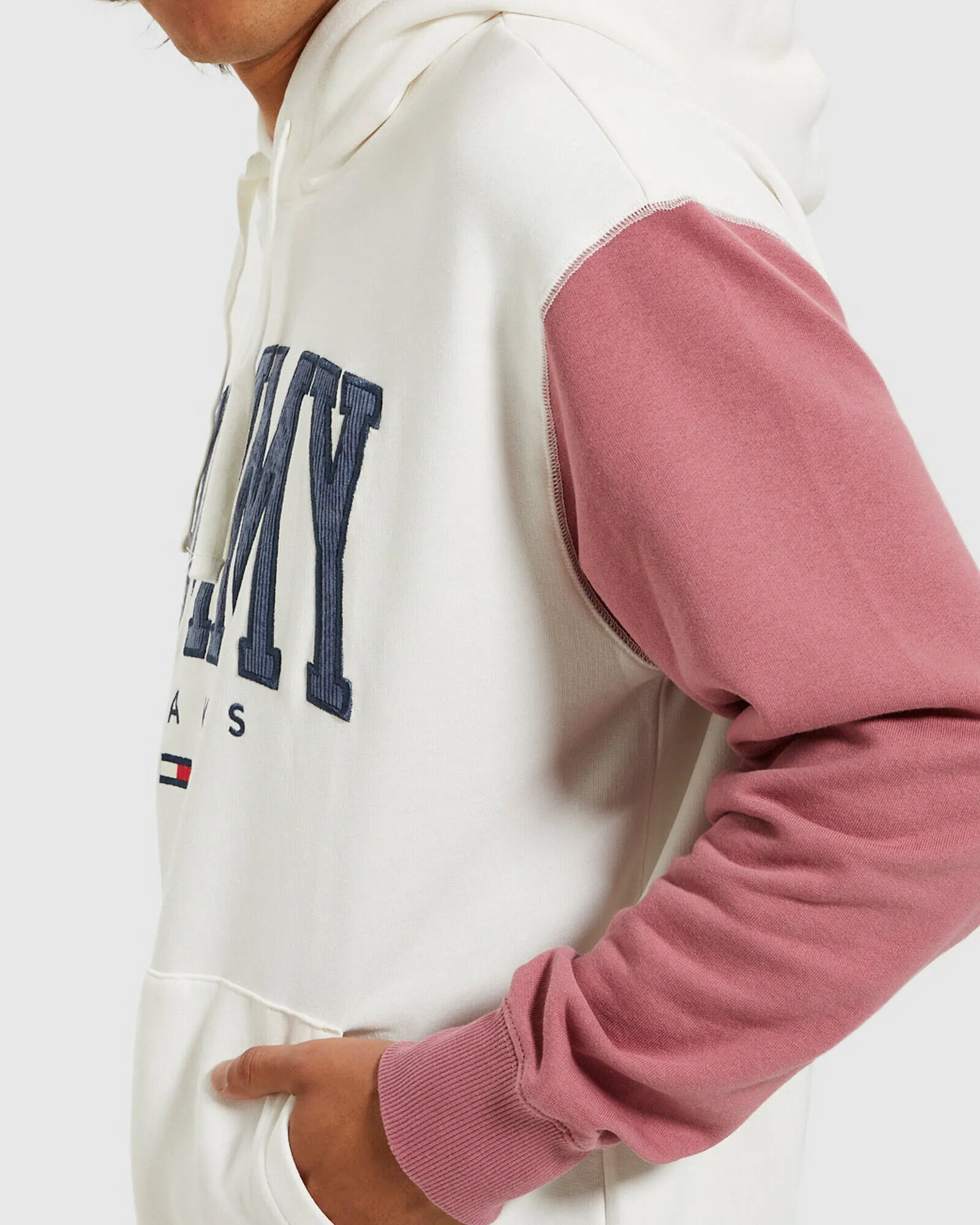 Tommy Jeans ABO TJM Colour Block Hoodie Silk Ivory