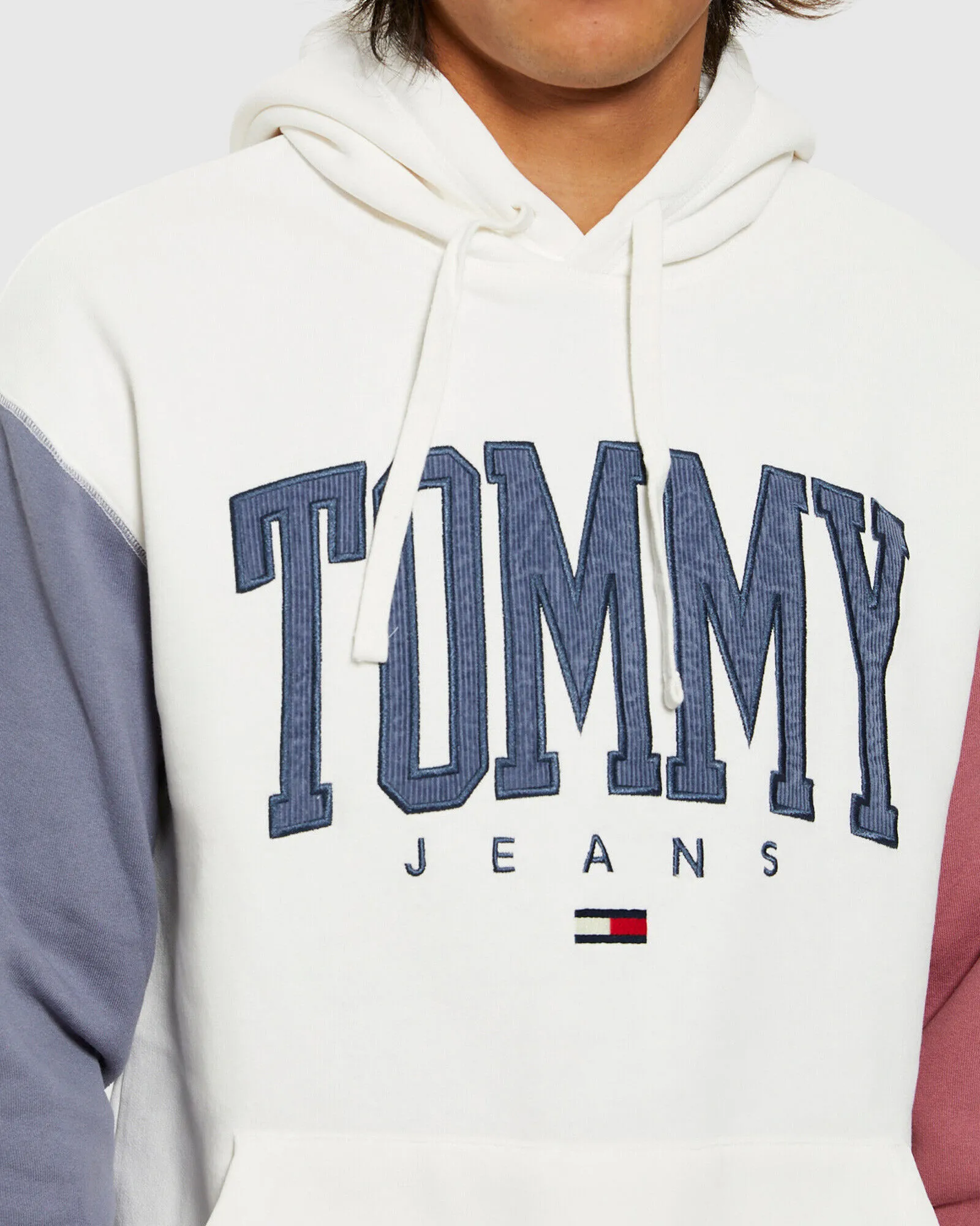 Tommy Jeans ABO TJM Colour Block Hoodie Silk Ivory