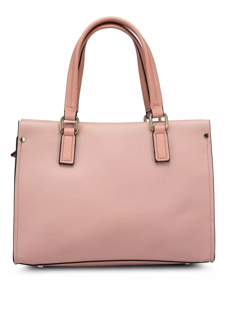 Unisa Faux Leather Colour Block Top Handle Bag