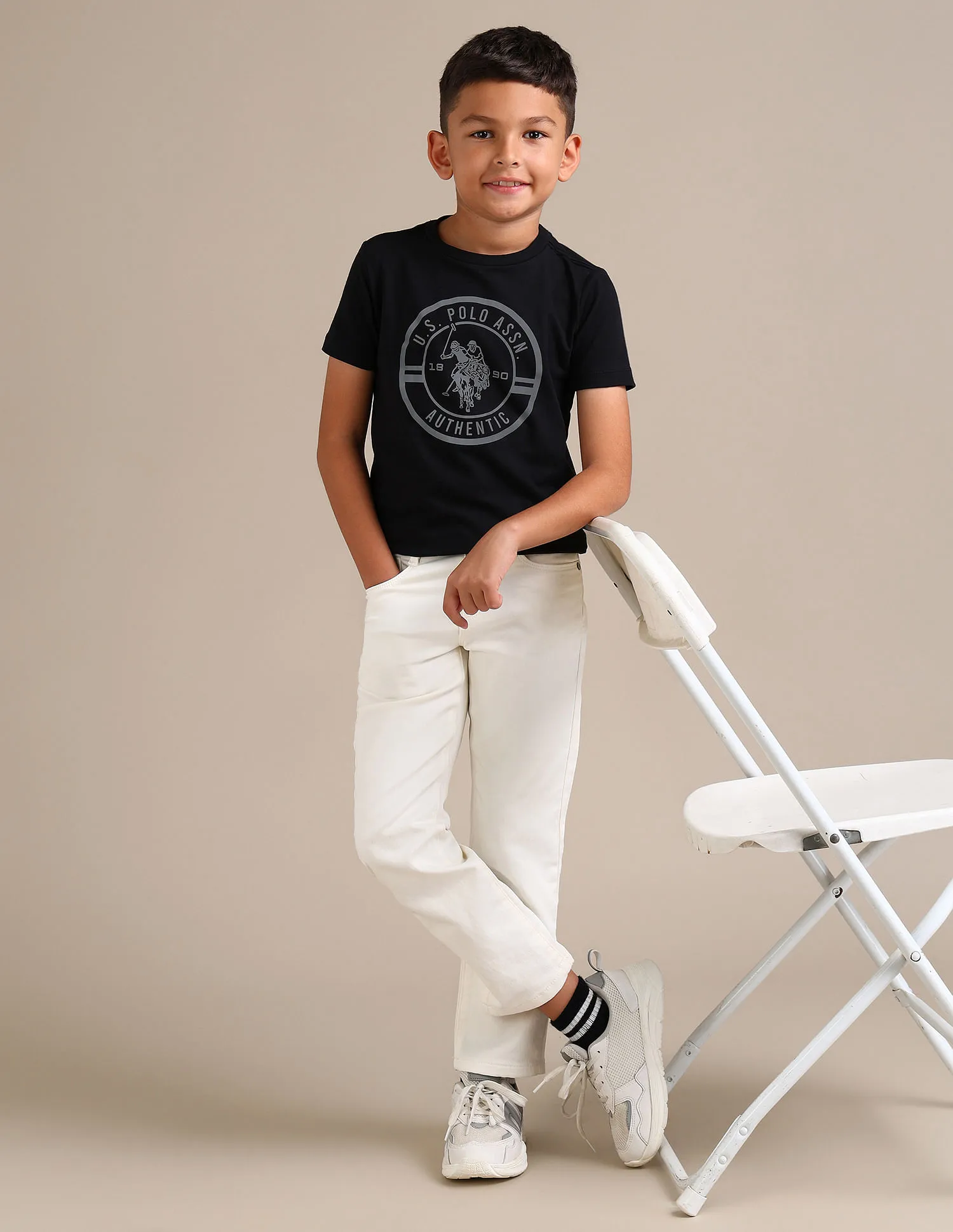 U.S. Polo Assn. Kids Boys Regular fit White Jeans