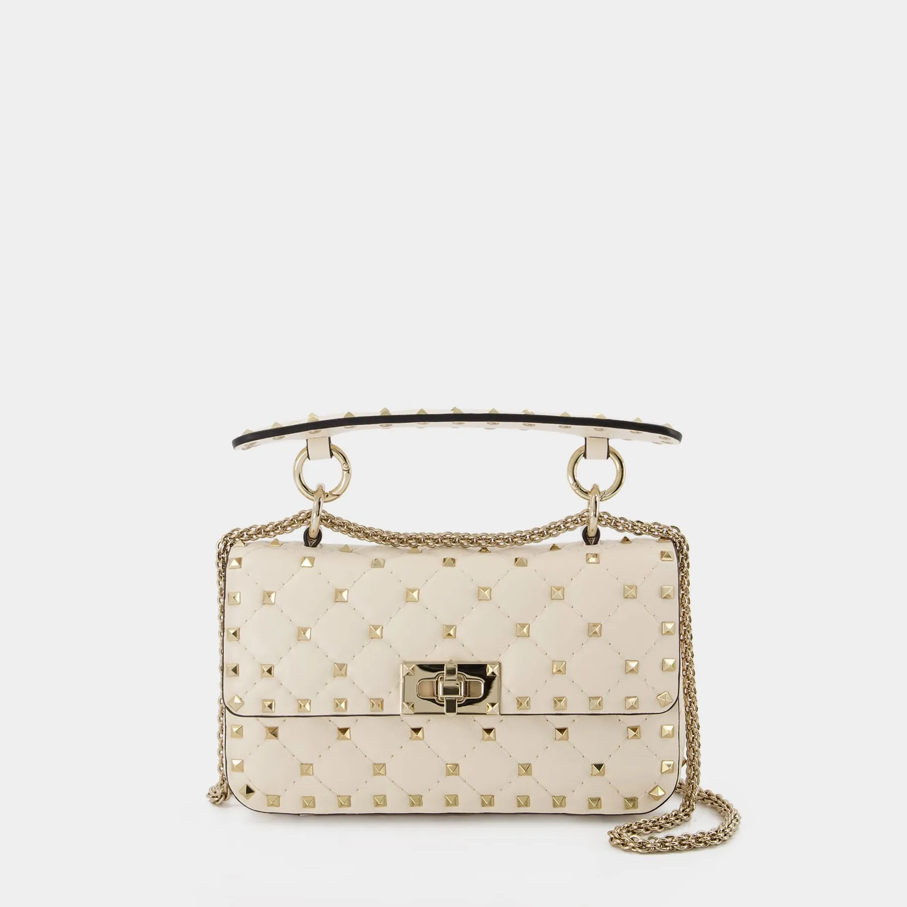 Valentino Garavani  Rockstud Spike Small Hobo Bag - Valentino Garavani - Ivory - Leather