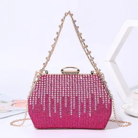 Vera Rhinestone Handbag in Dark Pink