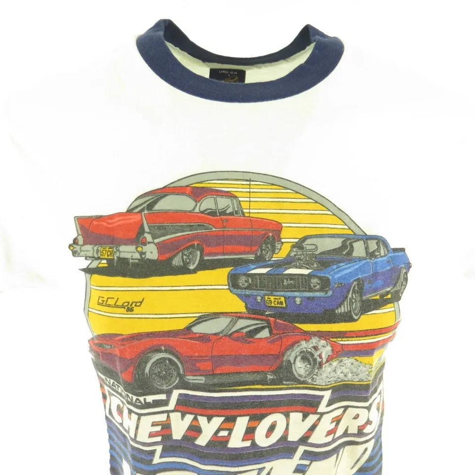 Vintage 80s National Chevy-Lovers T-Shirt S Deadstock Soft 50/50 Thin Sneakers