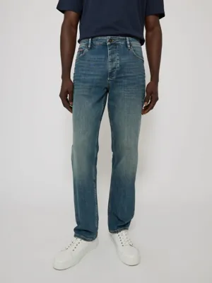 Vintage Blue Straight Fit Jeans With Stretch | Men | George at ASDA