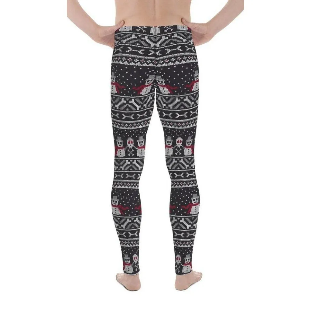 Vintage Goth Knitted Print Men's Leggings