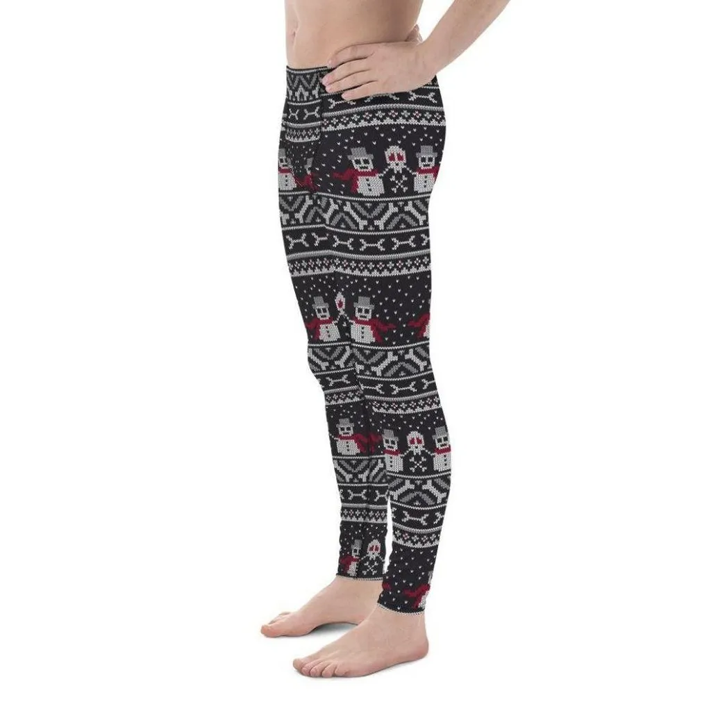 Vintage Goth Knitted Print Men's Leggings