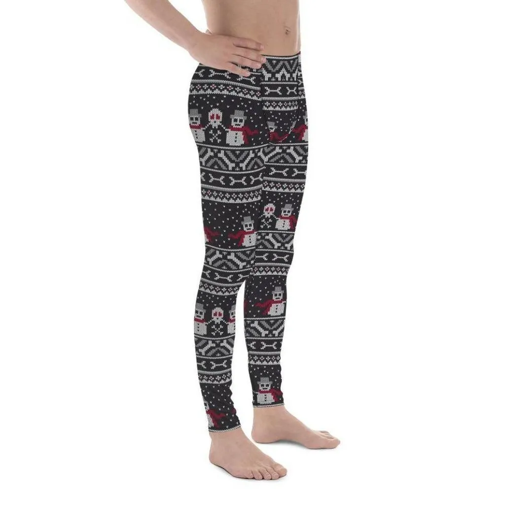 Vintage Goth Knitted Print Men's Leggings