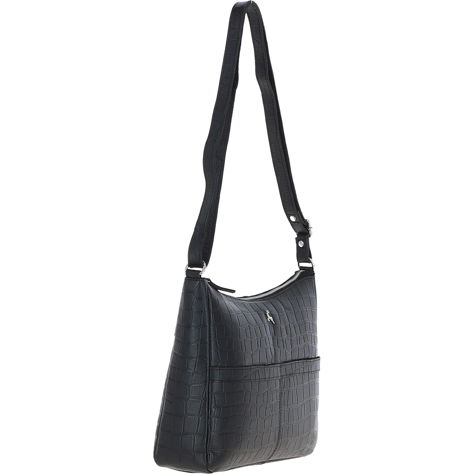 Vittoria Croc Print Leather Shoulder Bag Black/croc: MC4