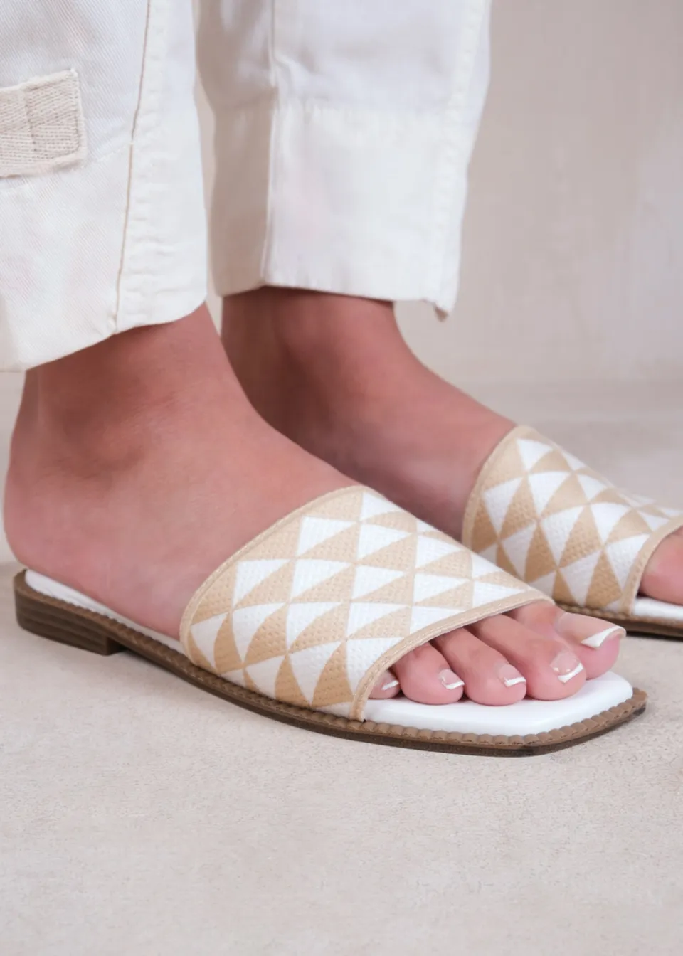 Where's That From Cream Pu Sycamore Flat Sandals