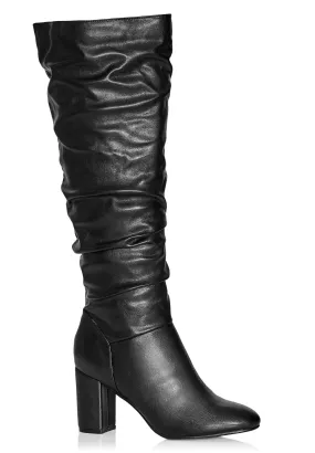 WIDE FIT Petra Sleek Knee Boot - black