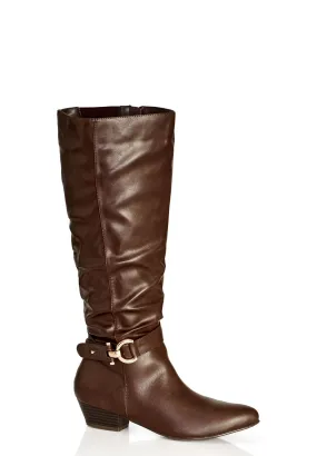 WIDE FIT Rialta Knee Boot - chocolate