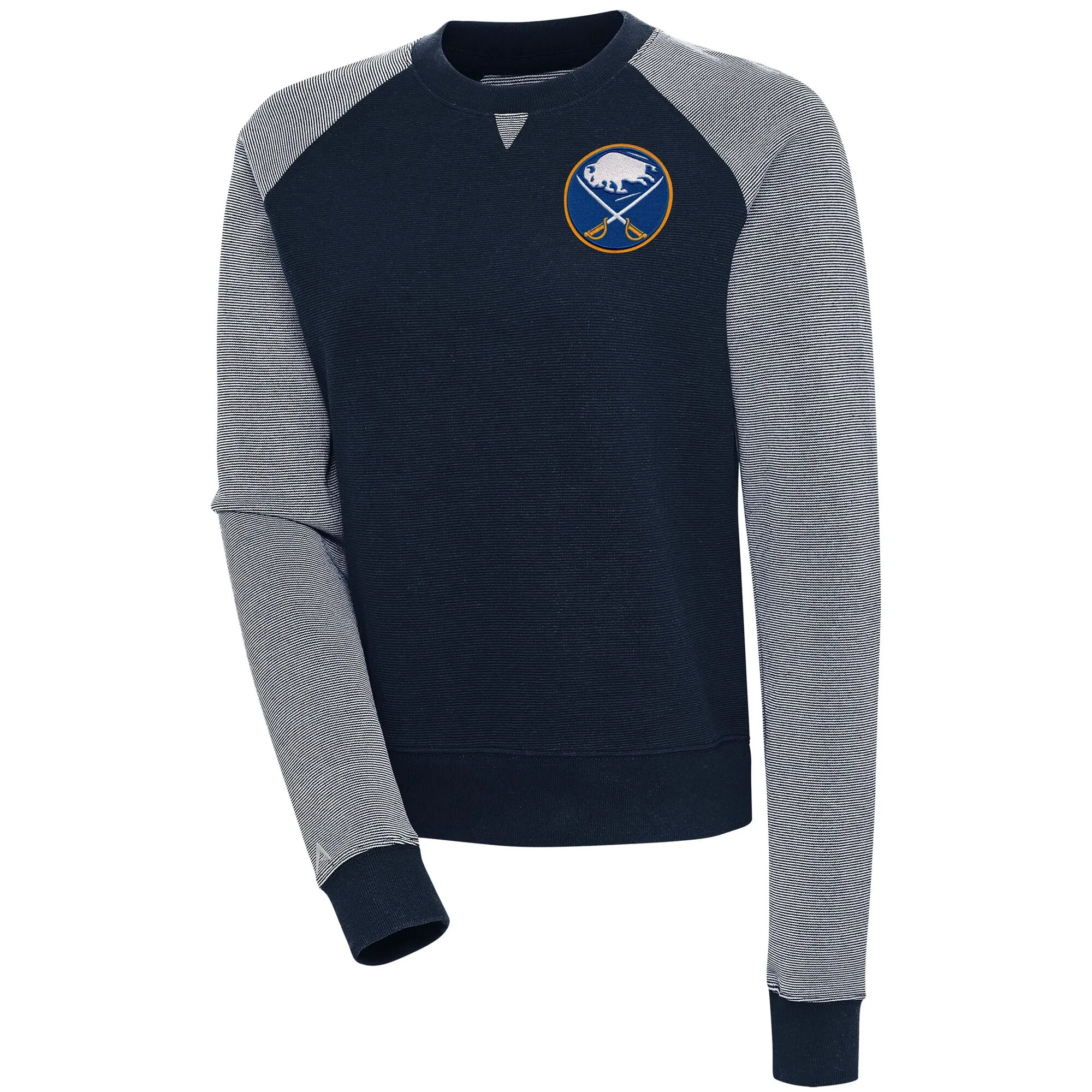 Women's Buffalo Sabres  Antigua Navy/White Flier Bunker Pullover Sweatshirt