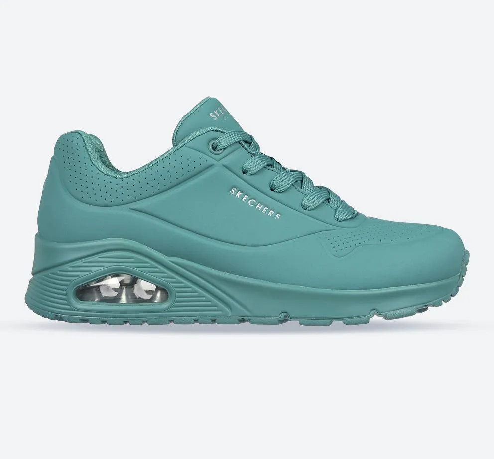 Women's Wide Fit Skechers 73690 Uno Stand On Air Sports Sneakers - Teal