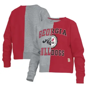 Women's Pressbox Heather Gray Georgia Bulldogs Half and Half Raglan Pullover Sweatshirt