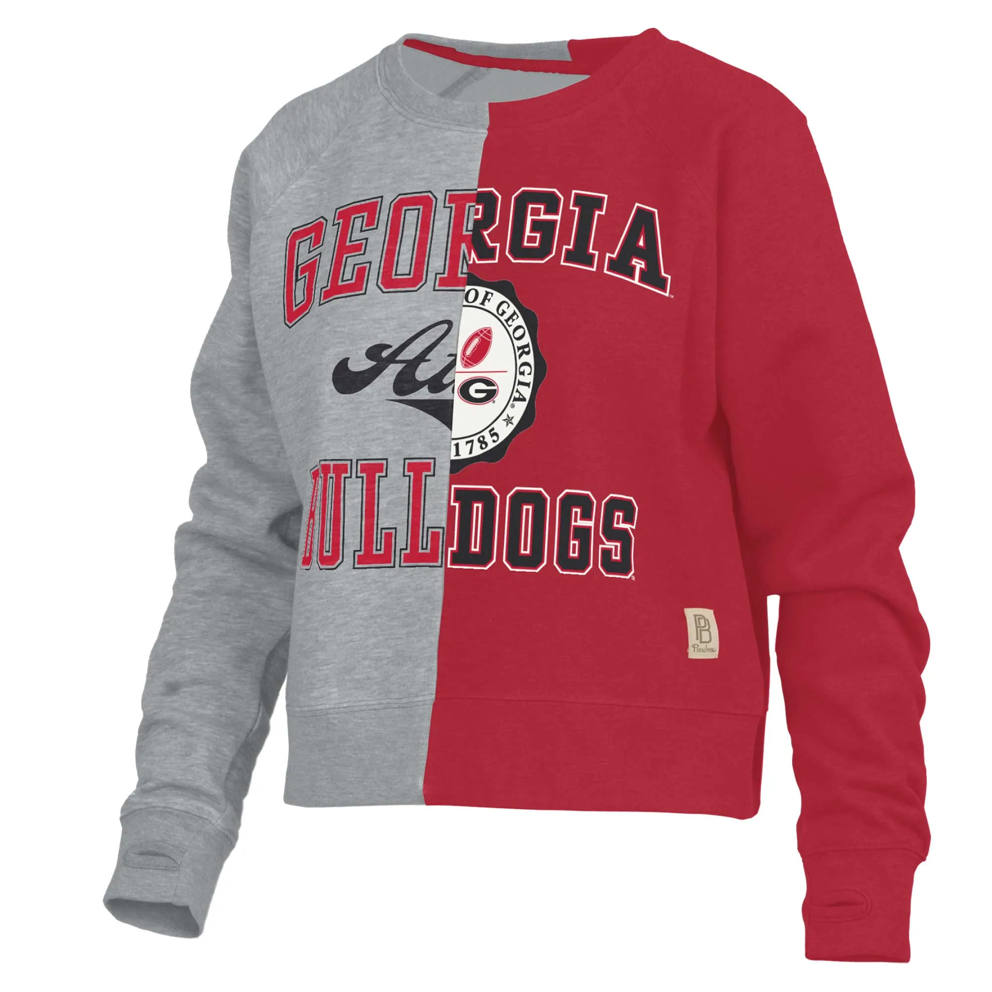 Women's Pressbox Heather Gray Georgia Bulldogs Half and Half Raglan Pullover Sweatshirt