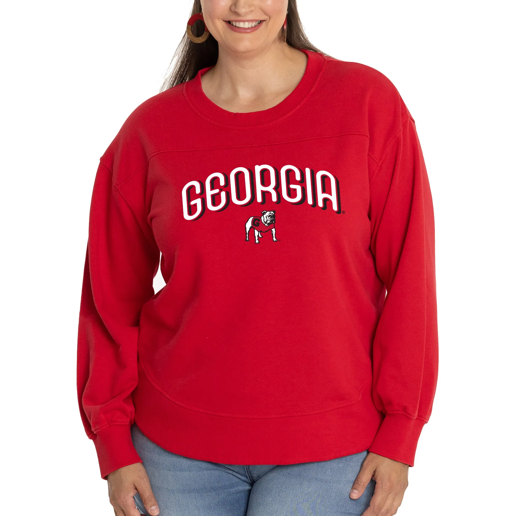 Women's  Red Georgia Bulldogs Yvette Pullover Sweatshirt